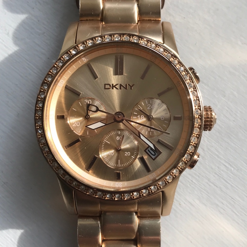 DKNY gold tone chronographic watch